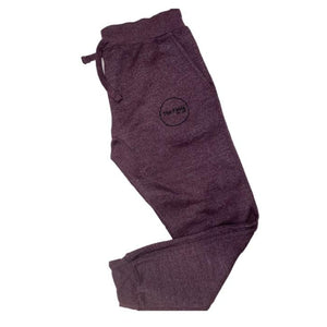 Open image in slideshow, Full view of Supreme Black Sweatpants With Embroidered Logo in maroon with black embroidery on left side with a plain background
